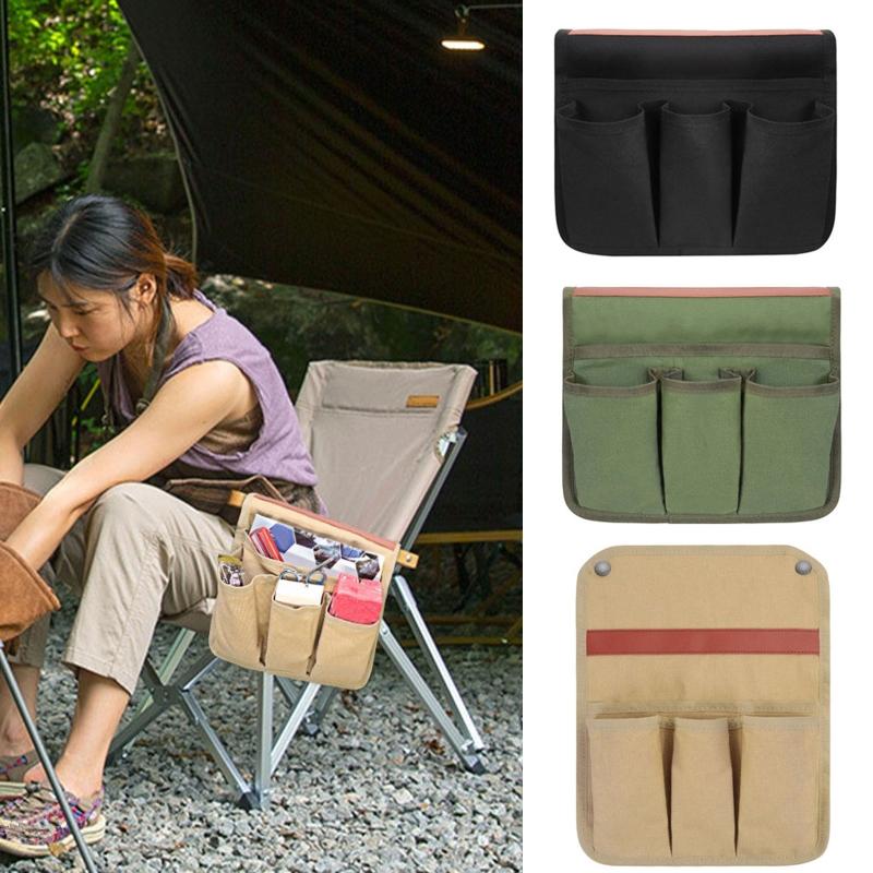 Armchair Armrest Organizer with 4 Pocket Storage for Camping 3 Colors
