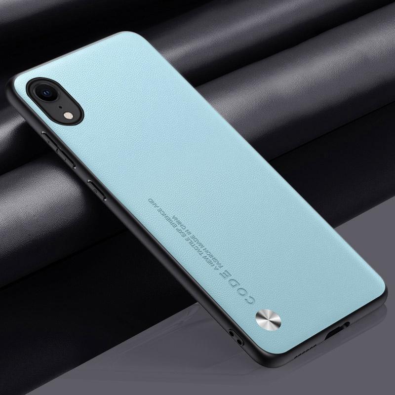 Lyxigt PU-läderfodral för iPhone XR Baksida Matt TPU Silikon Stötsäkert Fullständigt Skydd Telefonfodral för iPhoneXR Coque