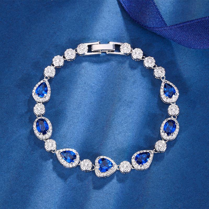 Jewelry Retro Simulation Corundum Light Luxury Full Diamond Bracelet Jewelry Female Main Stone 7 * 7-5 * 7