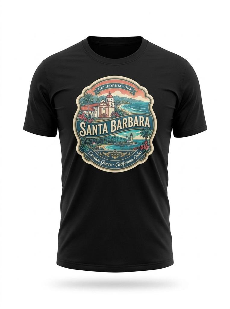 Santa Barbara California Coastal Graphic T-Shirt Unisex Travel Tee