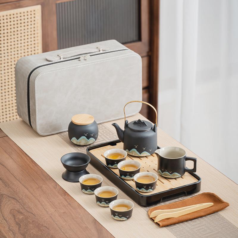 Portable Coarse Pottery Anti-scalding Hand Tea Set Storage Bag Outdoor Aoyama Kung Fu Teapot Ceramic Set