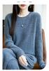 Women's 100% Wool Cable Knit Pullover: Loose, Long Sleeve, Round Neck, for Autumn/Winter
