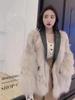 Imitation fur New winter model, imitation fox fur fur integrated coat women's medium and long plush coat suit collar