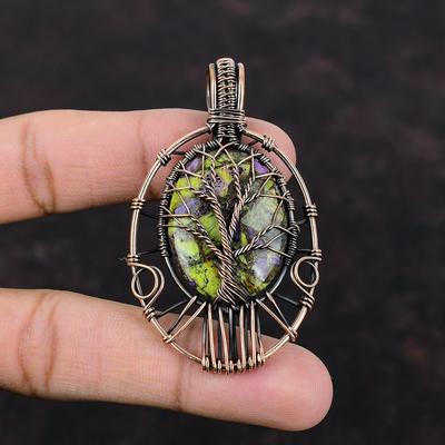 Tree Of Life Copper Stichtite Pendant Copper Wire Wrapped Pendant Gemstone Handmade Pendant Tree Of Life Jewelry Wedding Gift Copper Jewelry