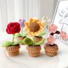 Practical-Flowers Potted Crochet  Artificial Plants Finished Woven Gift Table Decoration 1 PCS D