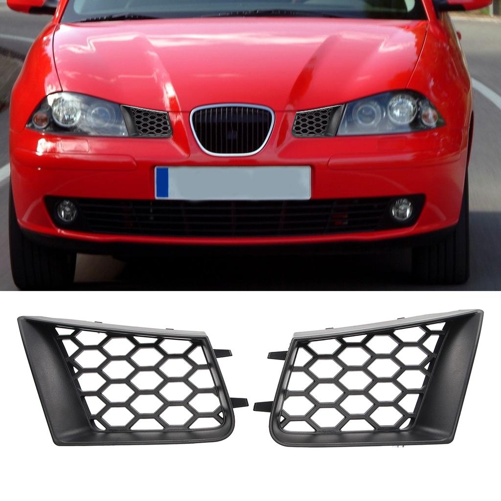 2pcs Front Bumper Upper Grill Left Right Matte Black Replacement for Seat Ibiza Cordoba 6L 2002 2003 2004 2005 2006 2007-2009