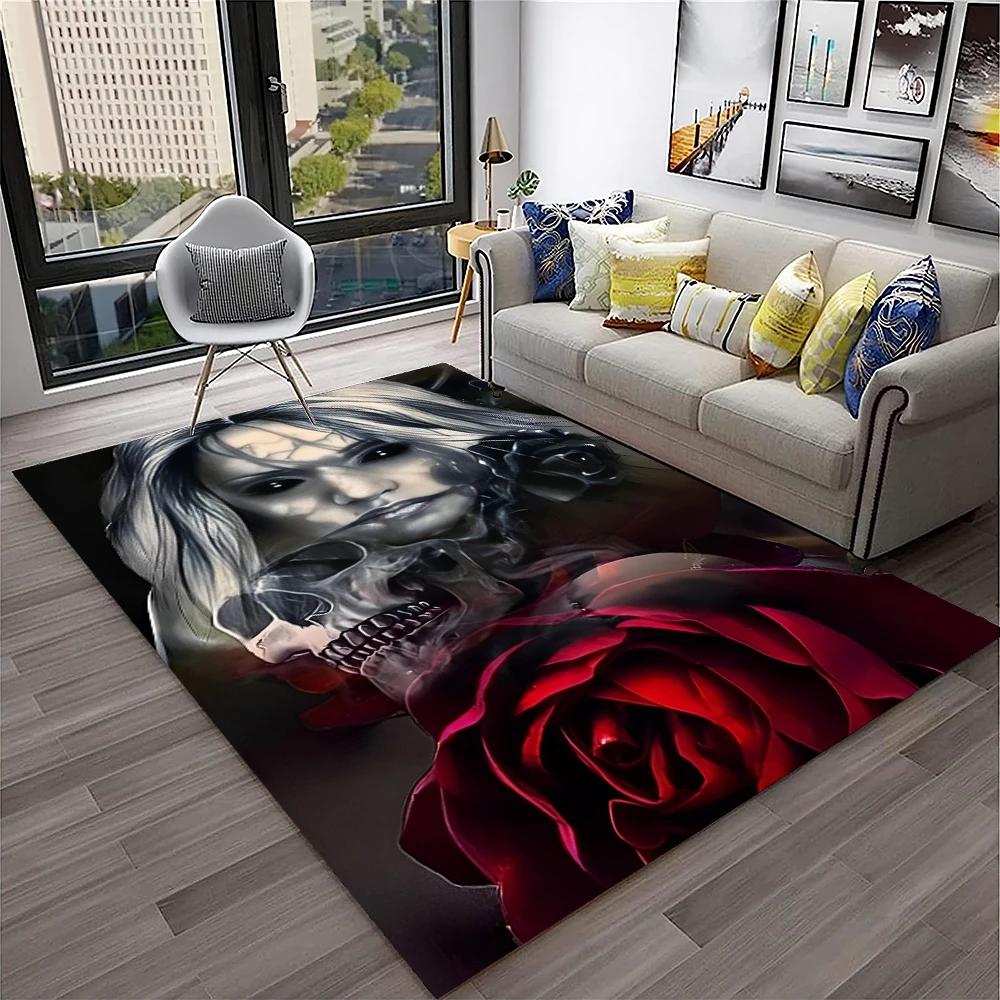 3D Gothic Horror Skull Ghost Cartoon Carpet Rug for Home Living Room Bedroom Sofa Doormat Decor,kids Area Rug Non-slip Floor Mat