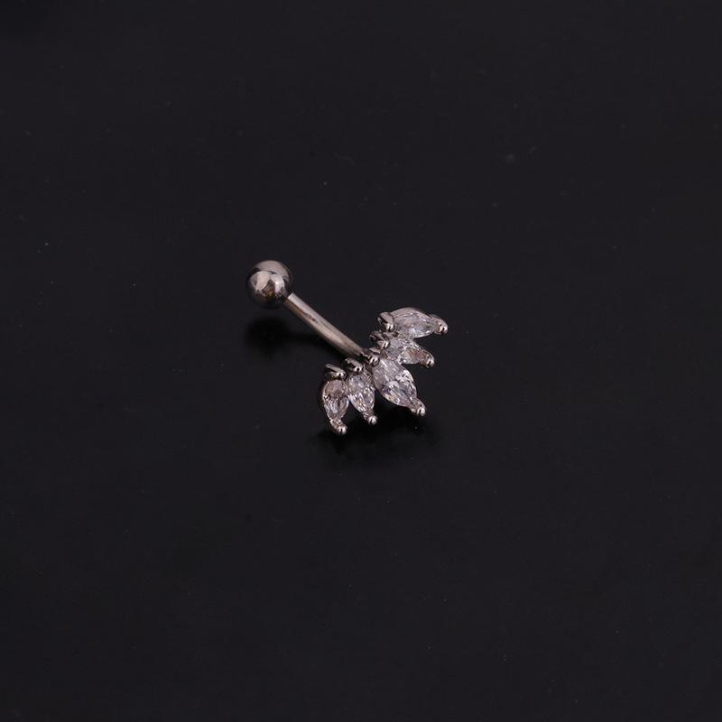 Stainless Steel Zircon Eyebrow Studs: 1.2x6/8mm Curved Rod Cochlear Design