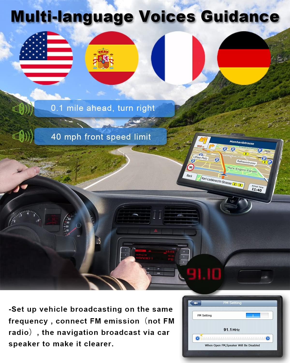 

Car GPS Navigator 2025, 7 Touch Screen, Lifetime Free Maps, Trucker Alerts for Truck & Semi-Truck United States