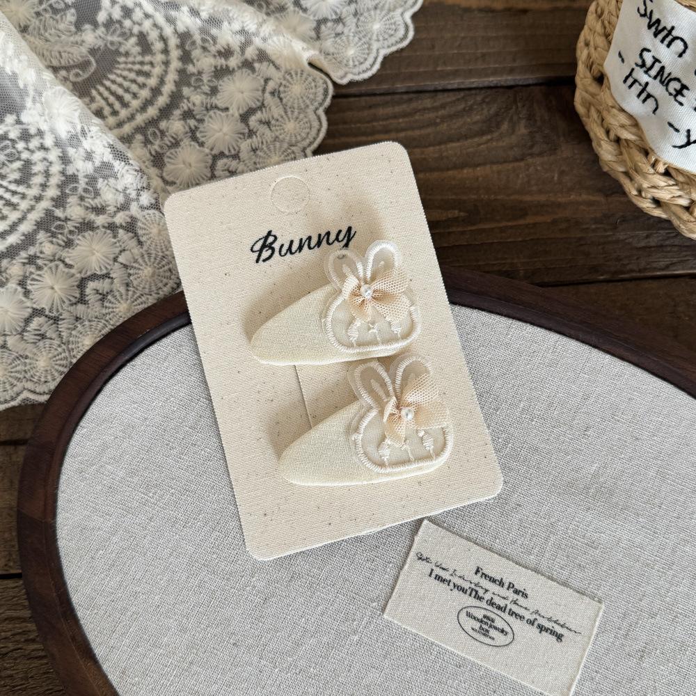 Apricot Lace Bow Hairpin Cute Rabbit Love Hair Accessories Sweet French Headwear Girls Kids Hair Accessories