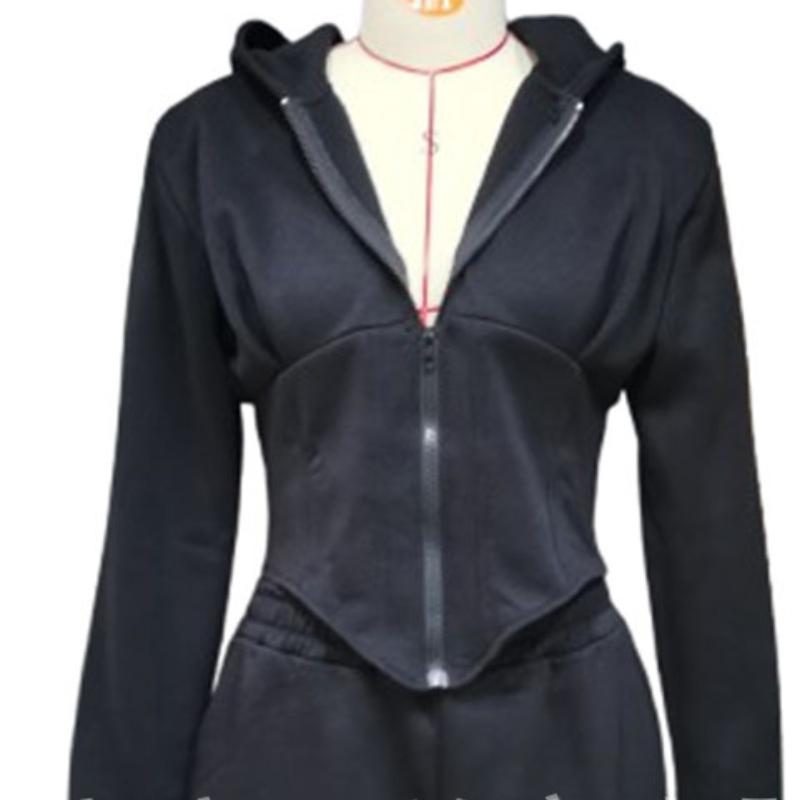 European and American Street Hot Girl Short Jacket Design with Fishbone Waist Cinching and Slimming Zipper Sweatshirt