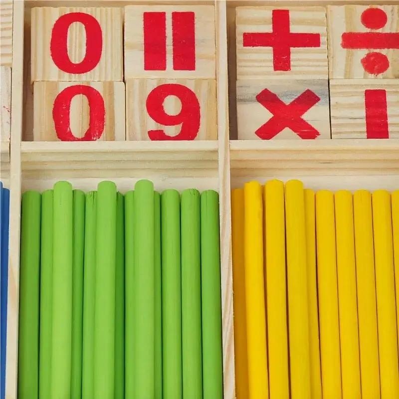 1 Set Wood Educational Teaching Aids Number Math Calculate Game Colorful Counting Sticks Kids Learning Education Toys