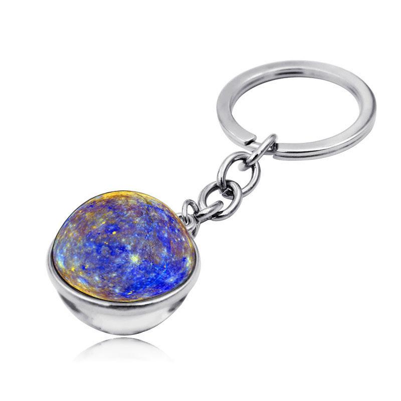 Elegant Zinc Alloy Universe Galaxy Planet Double-sided Glass Ball Keychain