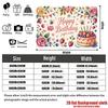 Floral Gifts Teacup Birthday Celebration Banner, Multicolor Polyester Backdrop for Party Decorations