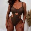 Women’s Solid Color Monokini Bathing Suit Sexy Cutout Bikini Swimsuit One-Piece Backless Swimsuit