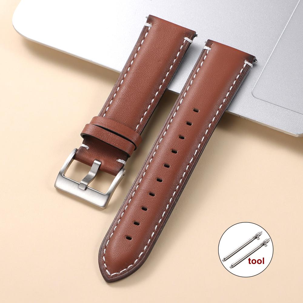 20mm 22mm Universal Vintage Oil Wax Leather Watch Straps Brown Head Layer Watch Band Quick Release Bracelet Men with Pin Buckle