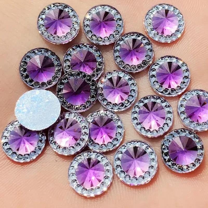 

Сделай сам 80 шт. 10 мм Разноцветные круглые камни с плоской задней стороной и хрустальная смола Стразы отделка Самоцветы для костюма Пуговица Поделки -A33 фиолетовый