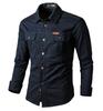 New Casual Loose Long-sleeved Tooling Shirt Men's Spring and Autumn Thin Large Size Cotton Solid Color Young and Middle-aged Old Man Dad Shirt