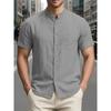 Camisa Nueva de Verano para Hombre Manga Corta Color Sólido Casual Estilo Simple Color Sólido Un Botón Algodón Lino Masculino Top Acogedor