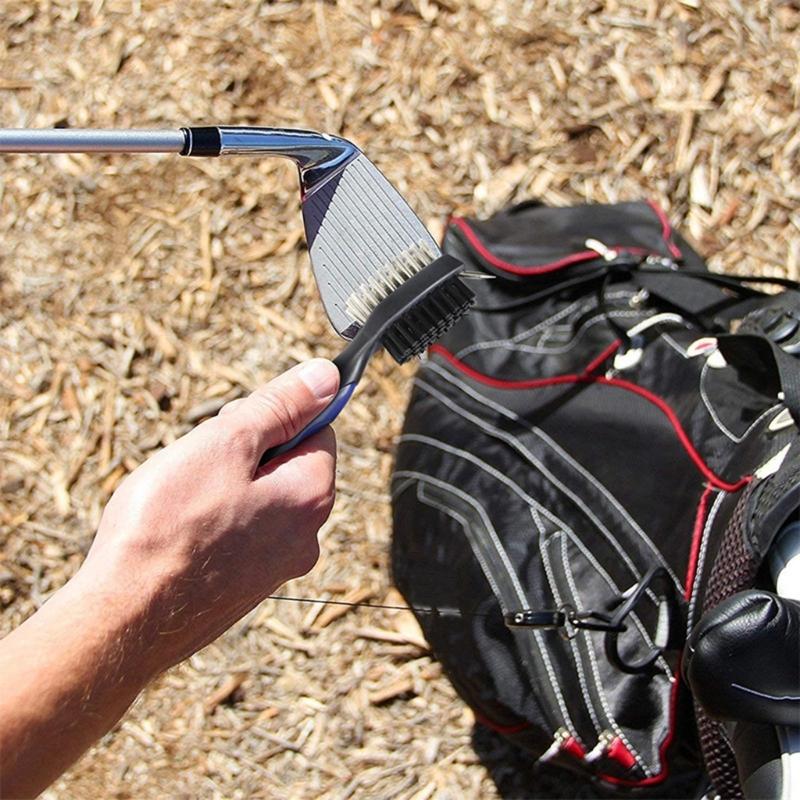 Golf Club Brush & Club Groove Cleaner Retractable Zip-line Carabiner, Lightweight, Ergonomic Design, Easily Attaches to