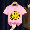 Kinder Cartoon Smiley Gesicht Druck Kurzarm T-Shirt Lässiger und Vielseitiger Stil Geeignet für Ausflüge und Tägliches Tragen