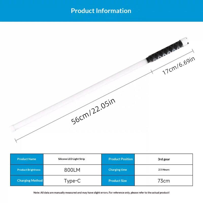 Torcia LED Portatile Flessibile a Bastone Batteria a Lunga Durata Luce Regolabile per Fotografia Vlogging Luce di Riempimento