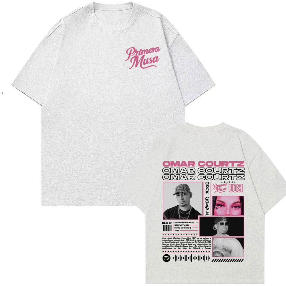 Omar Courtz Primera Musa Album Tour Merch T-Shirt, Men's, Harajuku Hip Hop Punk T-Shirt Oversized Men's Cotton T-Shirt