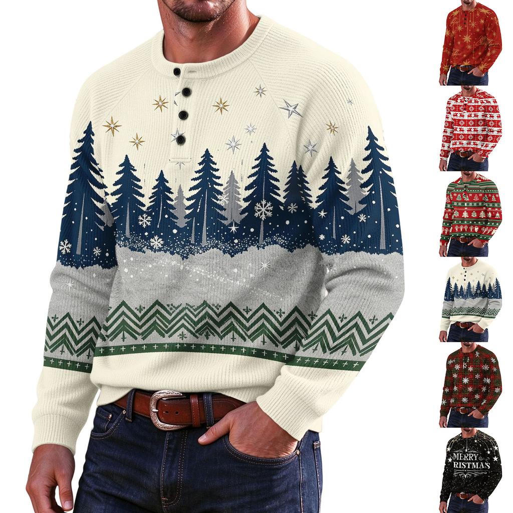 Men's Christmas Print Sweater for Holiday Party and Winter Wear