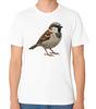 Passero Domestico Uccello Fauna Selvatica Illustrazione Maglietta Amante degli Uccelli della Natura Maglietta Unisex