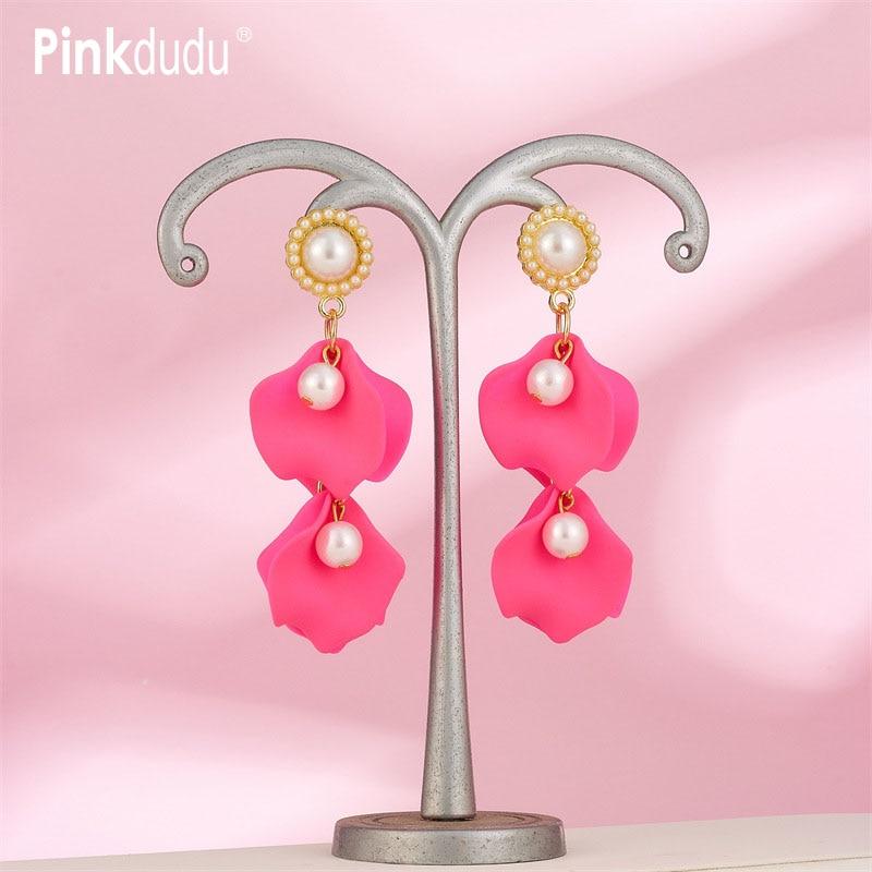 

Pinkdudu модные 15 цветов серьги-капли с кисточками и лепестками роз романтические инкрустированные серьги с искусственным жемчугом для женщин ювелирные изделия PD1546