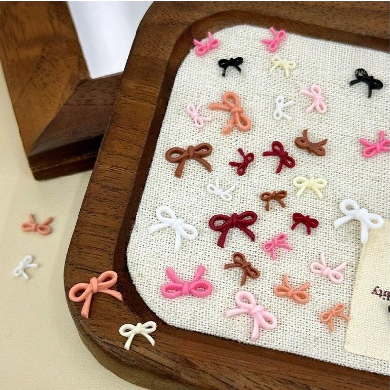 Mixed Cute Mini Colorful Resin Line Bowknot Bow Tie Ribbon Nail Art Decorations DIY Manicure Rhinestones Accessories