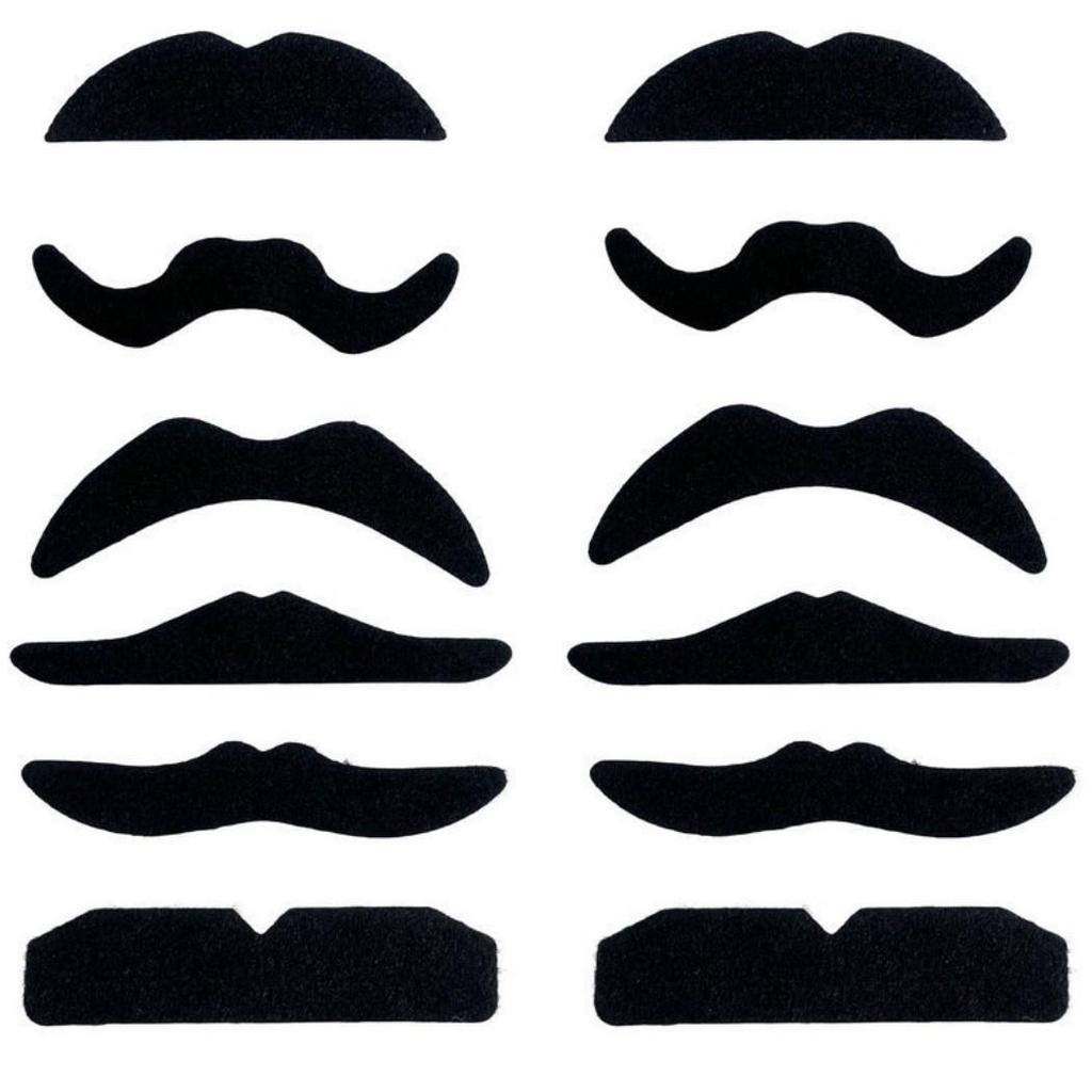 Multi-style Black Adhesive Fake Beard - Festival Party Costume Prop with Realistic Small Beard and Double-sided Tape