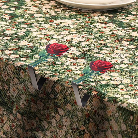4Pcs Stainless Steel Rose Tablecloth Clip Non-slip Indoor Outdoor Wedding