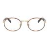Prada Brand Logo Metal Oval Optical Frame Women's Havana