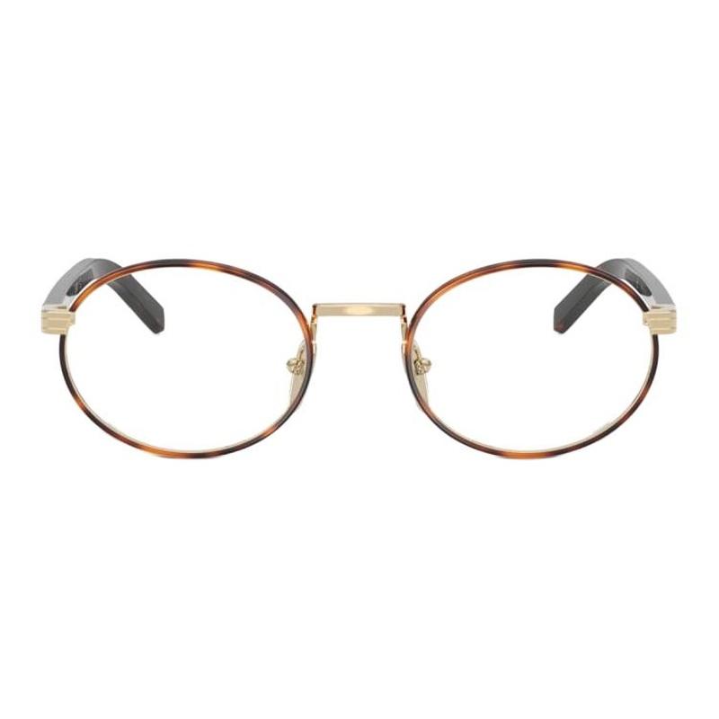 Prada Brand Logo Metal Oval Optical Frame Women's Havana