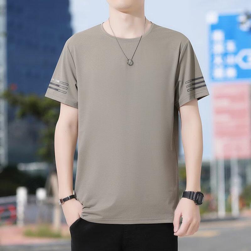ROMON Men s 2026 Summer Ice Silk Quick-Dry Round Neck T-Shirt 2XL