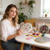 DIY 3D Embroidery Craft For Beginners: Fabric Embroidery Material Kit, 20cm Embroidery Hoop (Not A Finished 30cm Fabric), Four-Piece Set