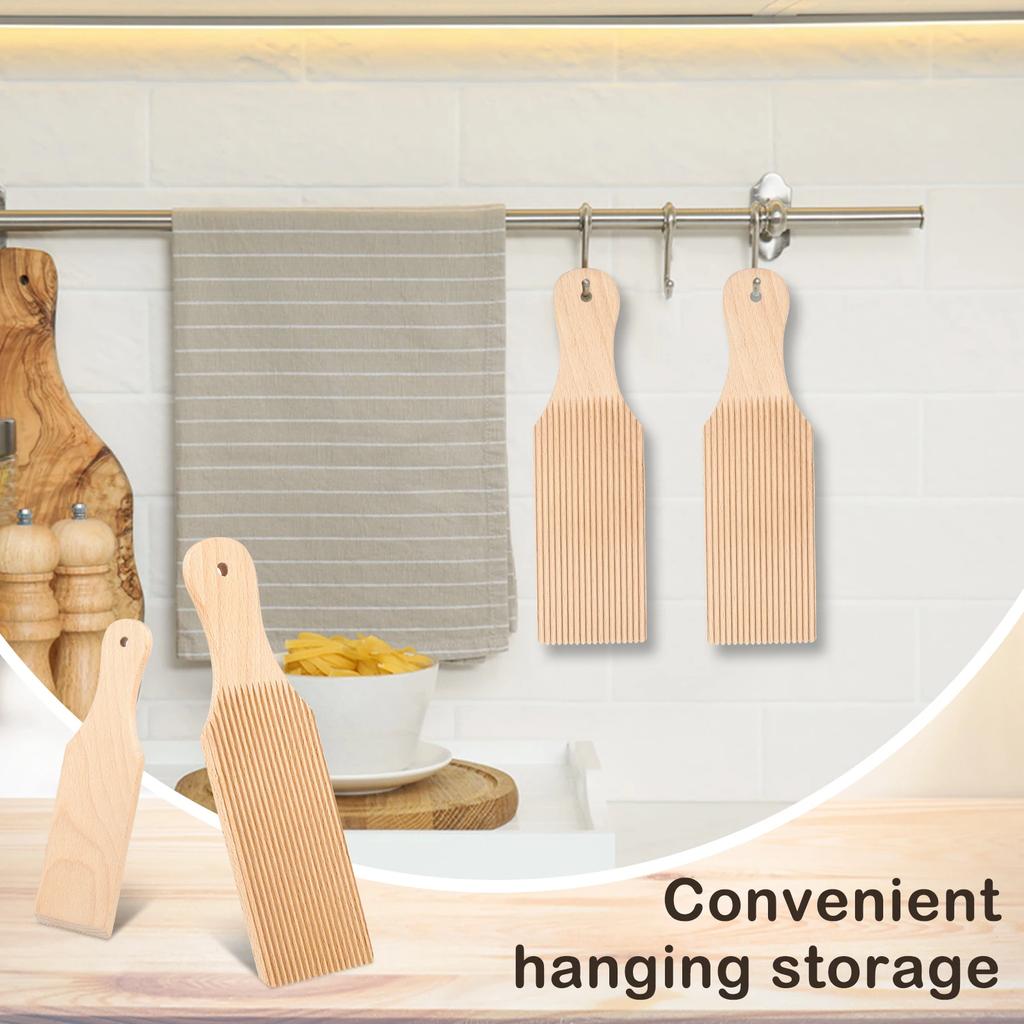 2Pcs Wooden Gnocchi Board Butter Paddles Spaghetti Macaroni Pasta Board Practical Gnocchi Maker Homemade Pasta Tool for Kitchen