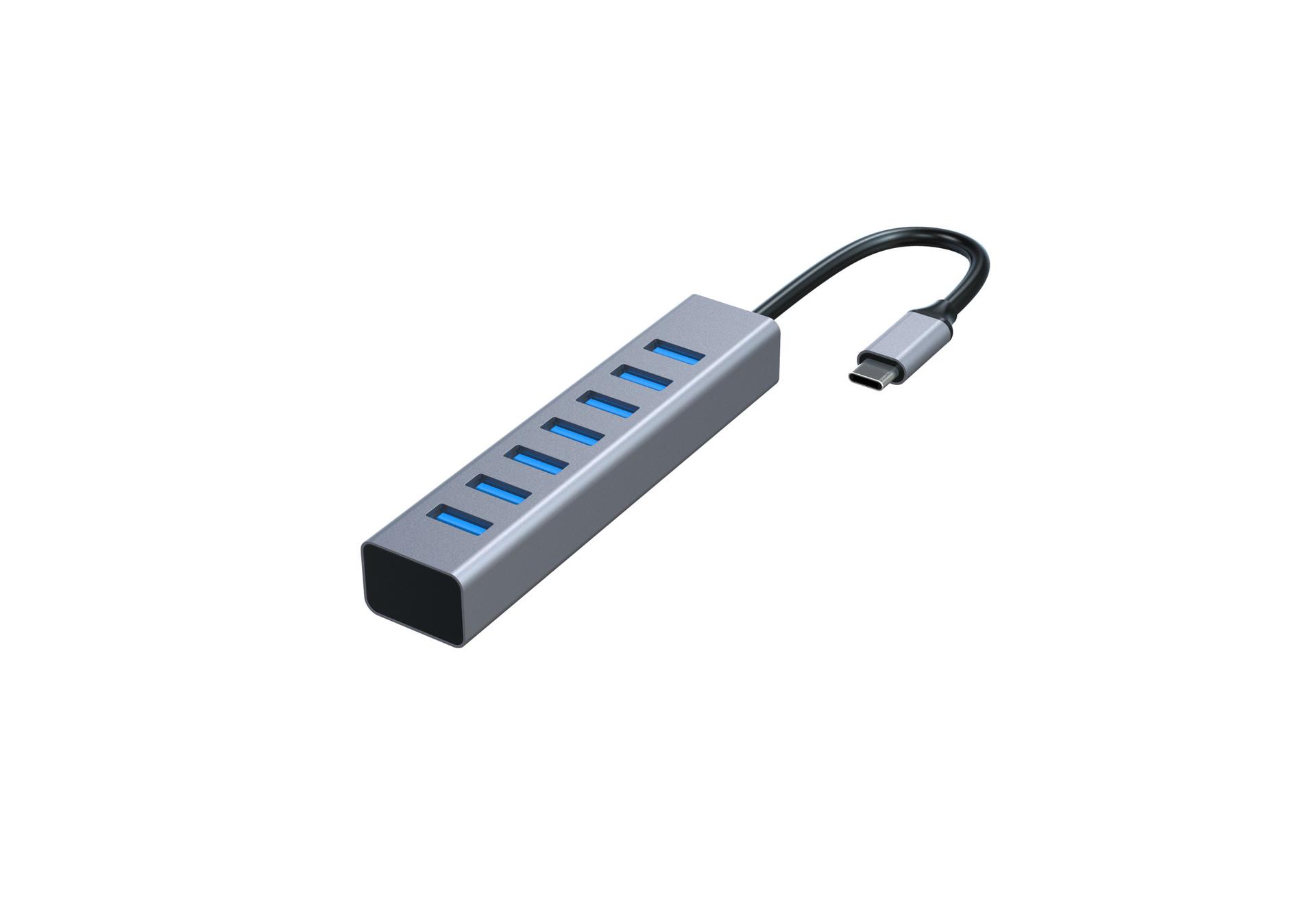 

7-Port USB 3.0 Type-C Docking Station with PD Power Supply for Laptops and Phones