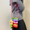 Women Crossbody Bag Colorful Crochet Cartoon Flower Pendant with Faux Pearl Lock Design