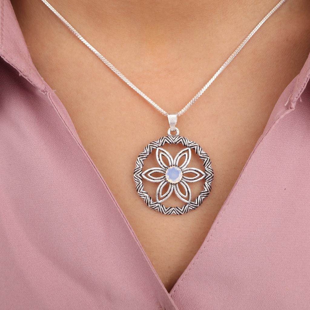 Milky Opal Gemstone 925 Sterling Silver Jewelry October Birthstone Pendant1.48" CP-29-18