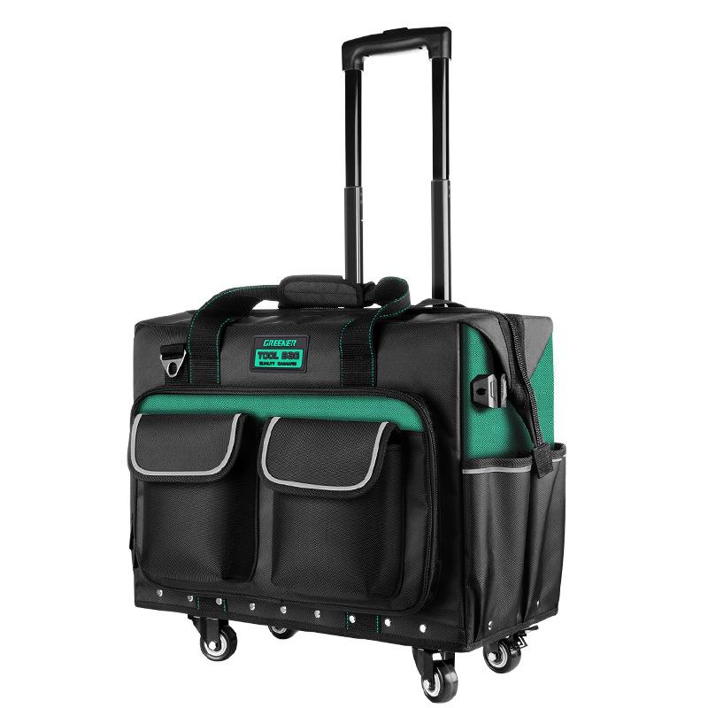 Green Forest Multi-functional Electrician Tool Bag with Wheels - Thickened Iron Bottom for Installation & Maintenance