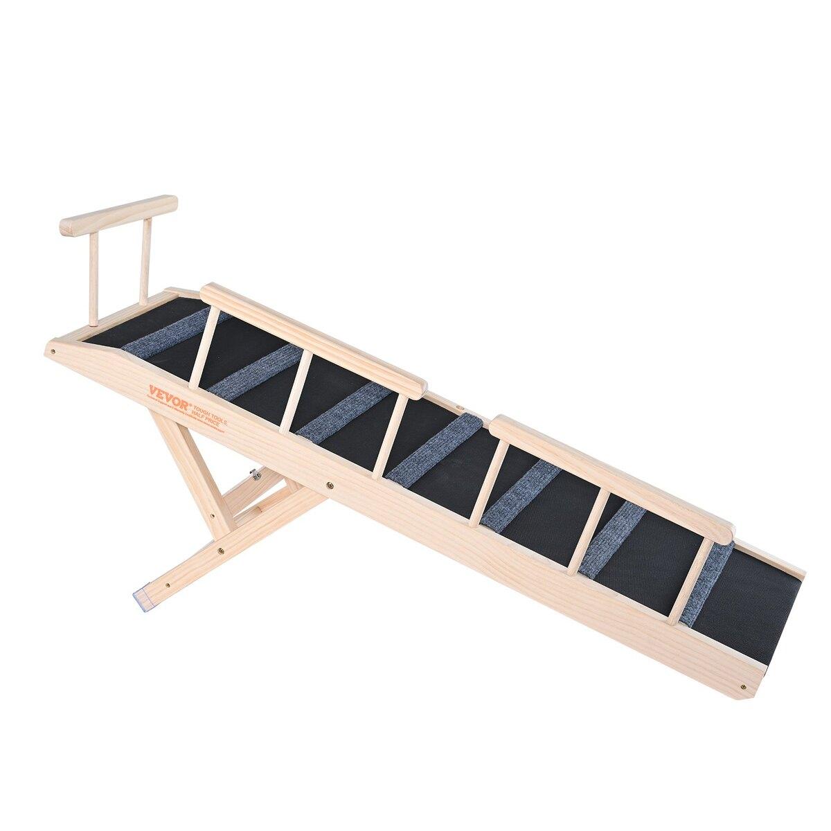 Hunderampe, faltbare Haustierrampe für Bett, verstellbare Hunderampe für kleine, große, alte Hunde & Katzen, hölzerne Haustierrampe mit 120 cm langer Rampe, verstellbar ab 35 cm