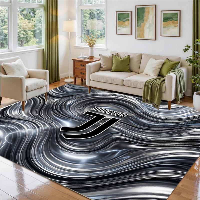 Juventus FC Design Crystal Velvet Rug Soft Decorative Mat for Bedroom Entrance