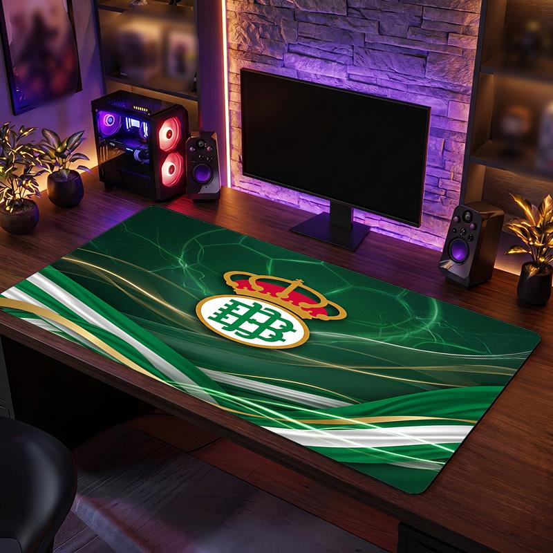 Real Betis Football Print Large Mouse Pad, Anti-Slip Extended Gaming Desk Mat for Office Home