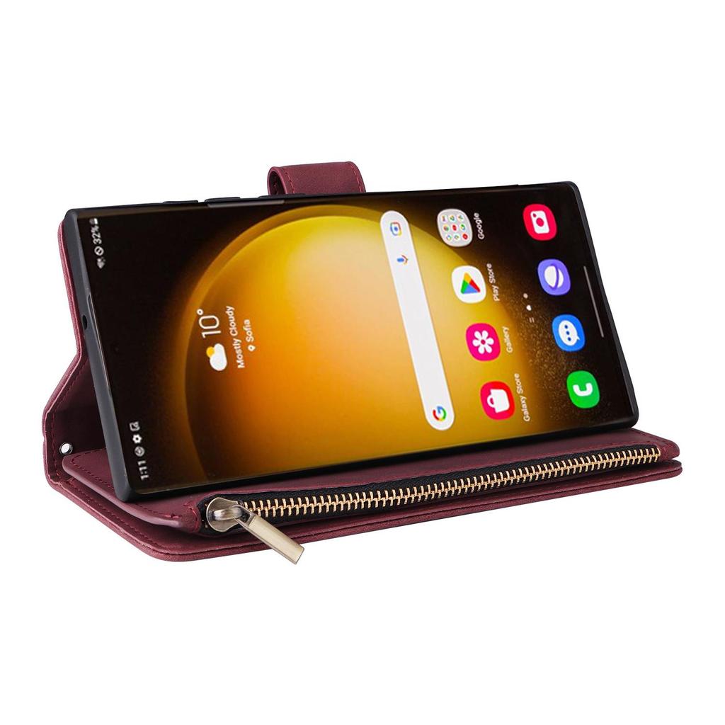 Samsung S25 EDGE Multi-Card Zipper Leather Case with Card Slot for S24FE/Note20