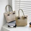 Chic Fashionable Womens Large Shoulder Bag Elegant Woven Tote Handbag With Embroidery Details