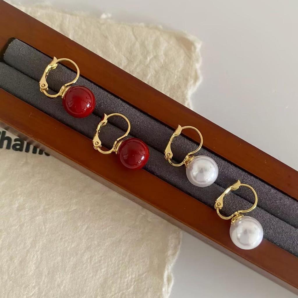 Franse Luxe Rode Pareloorbellen: Elegant, Veelzijdig en High-End Klassiek Ontwerp