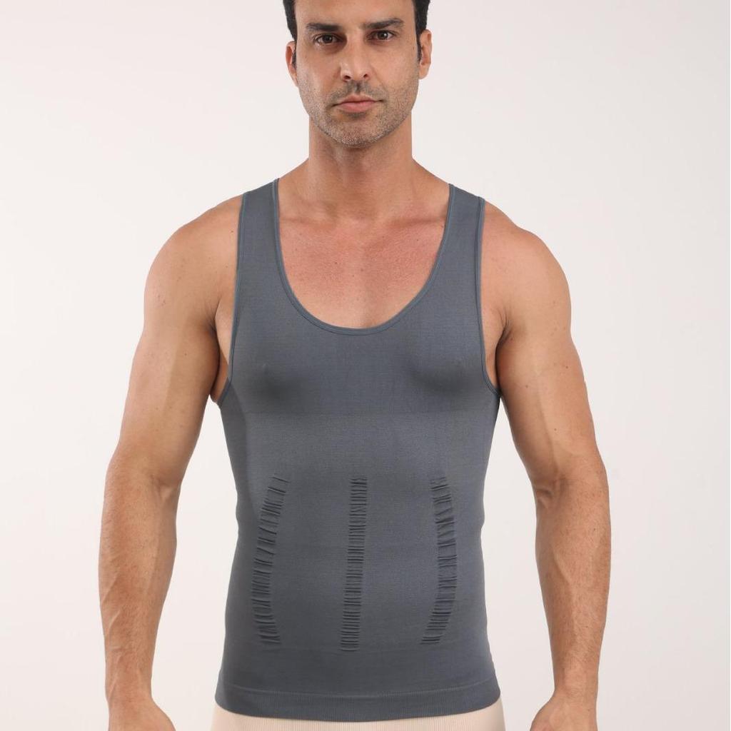 Men's Seamless Shapewear Tank Top: Tummy Control, Chest Binder, Fitness Base.