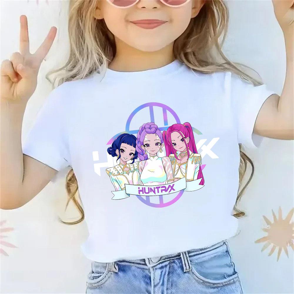 KPop Dämonenjäger T-Shirt Sommer Kurzarm-Tee für Freizeit Locker Mädchen Junge Grafikdruck Oberteile